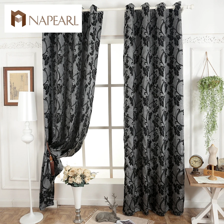 NAPEARL, 1 шт., темно-серые шторы для окон, полузатемненные 3D шторы для гостиной, современные занавески, ткань, готовые