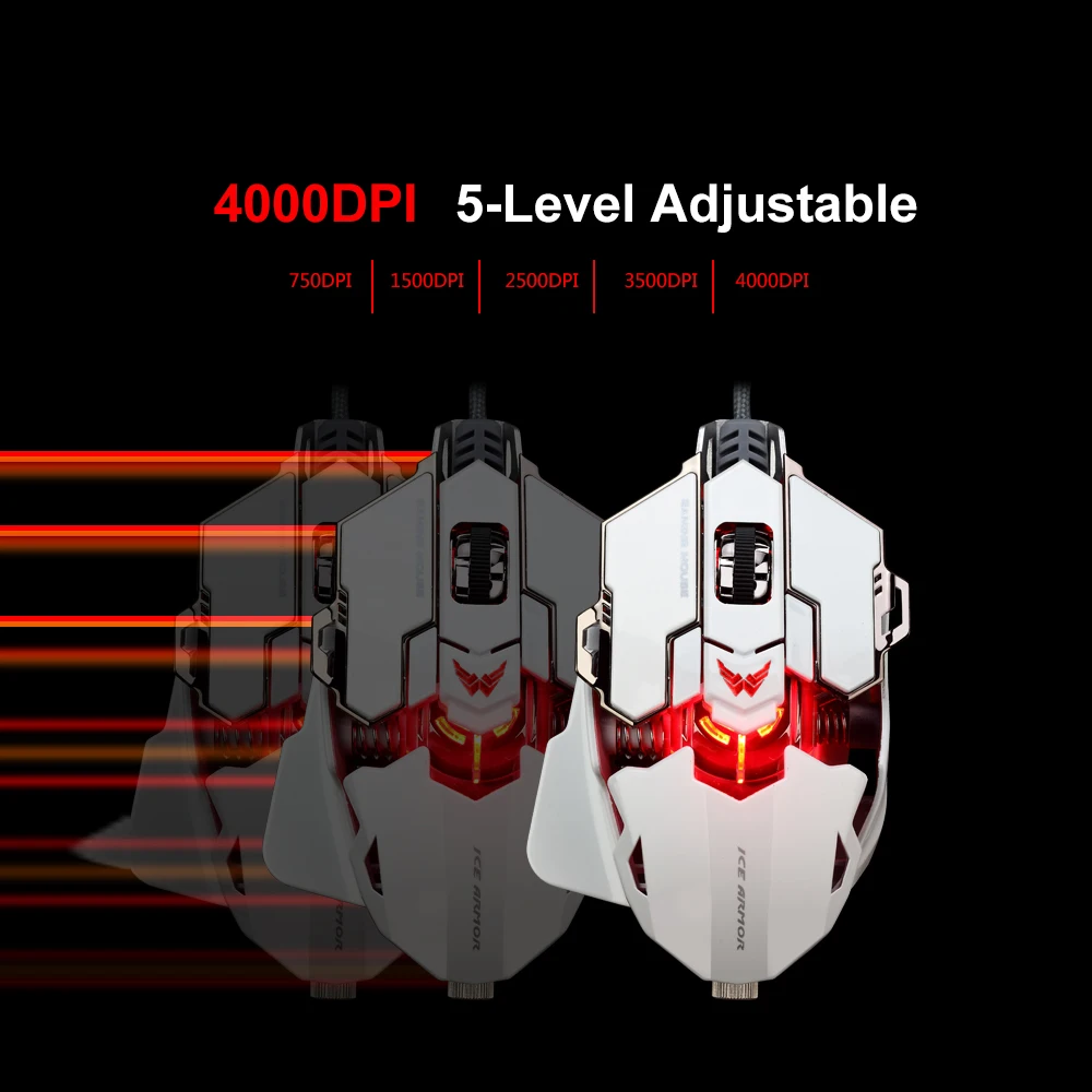 Профессиональная Проводная игровая мышь USB с 9 кнопками 4000 dpi светодиодный оптическая мышь геймерские Мыши Эргономичный дизайн для ПК ноутбука