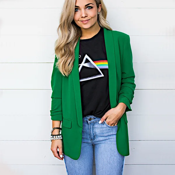 

Пиджак женский пальто Одежда для девочек 2018 карманы Повседневное платье из полиэстера для женщин блейзеры и куртки розовый harajuku модные 2019, ...