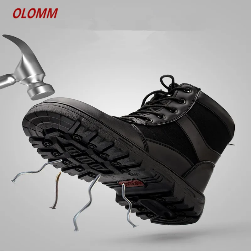 

shoes men Work boots Winter Warm Outdoor Steel toe cap Anti-smashing anti-piercing Outdoor lace-up Cow suede Safety shoes