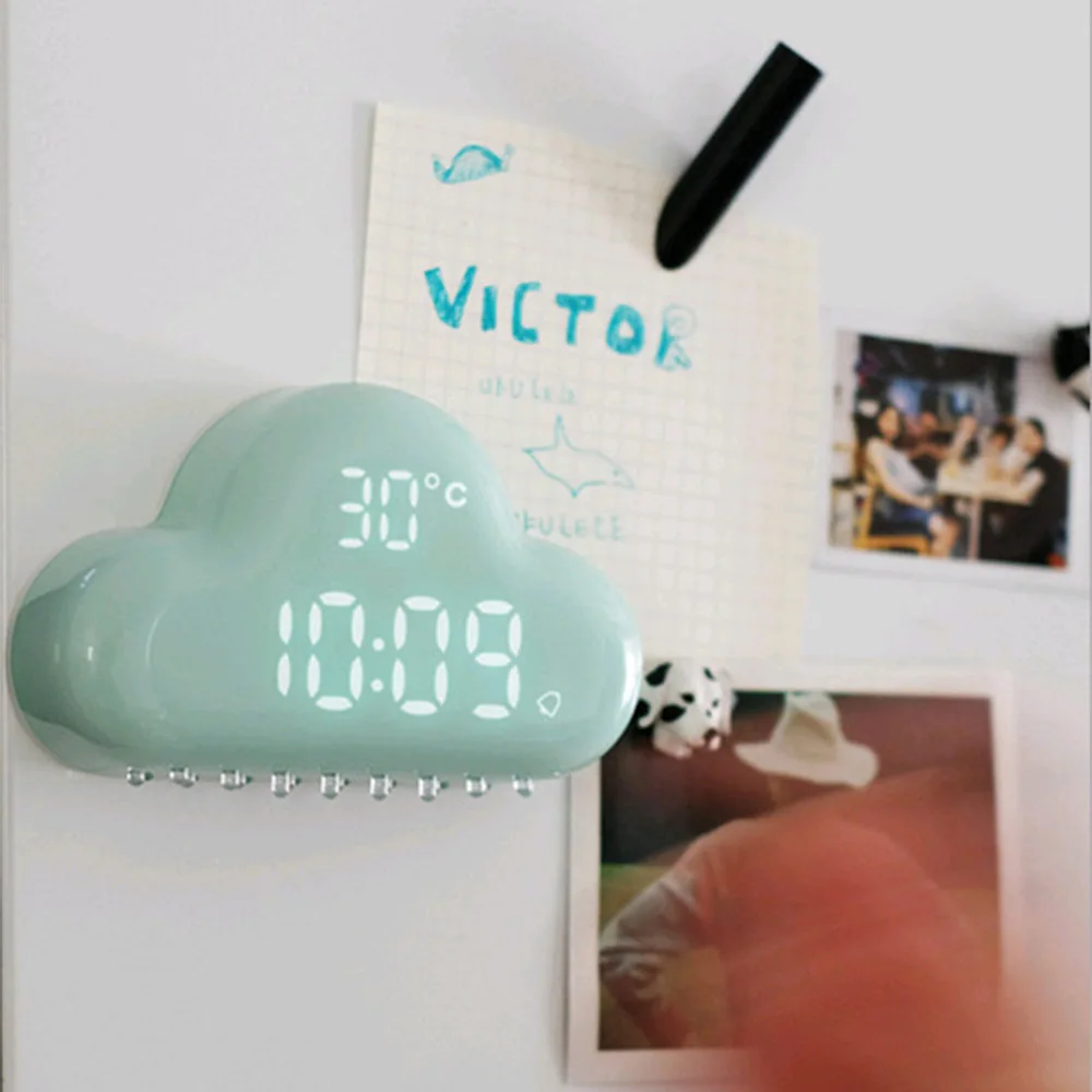 Silent Cute Electronic Alarm Clock Voice Control European Style Creative White Cloud Charge Line Led Digital Decor 6NZ020 | Дом и сад