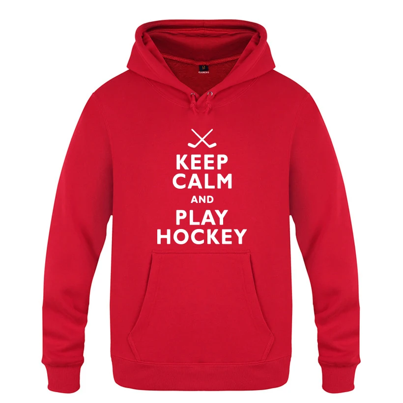 С надписью «Keep Calm and Play Хоккей Творческий толстовки, новинка Для мужчин Для мужчин с капюшоном пуловер с начёсом Толстовка - Цвет: HOY BAT