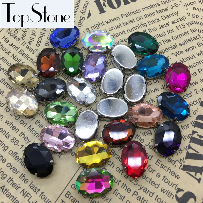 TopStone цветные стеклянные кристаллы для шитья овальной формы необычный камень с