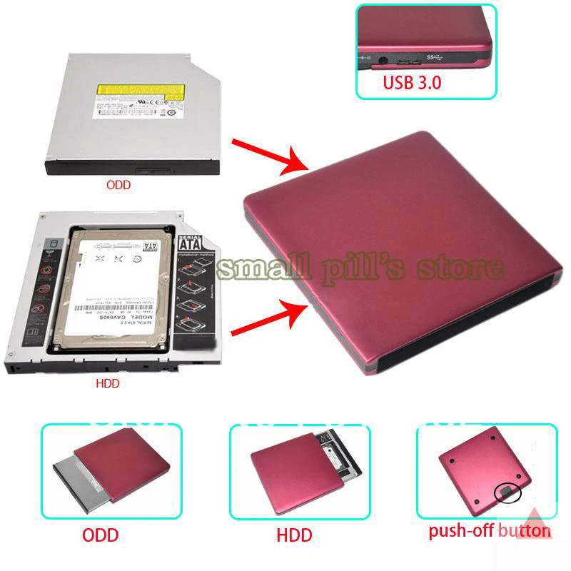 12 7 мм SATA USB 3 0 Супер тонкий привод внешний слот в CD DVD Чехол | Компьютеры и офис