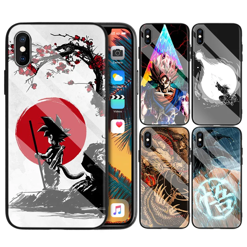 Жесткий чехол из закаленного стекла для Apple iPhone 7, 8, 6, 6 S, X, XR, XS, 11, 11Pro, MAX Plus, Dragon Ball, Z, тату, мультяшный Чехол для мобильного телефона