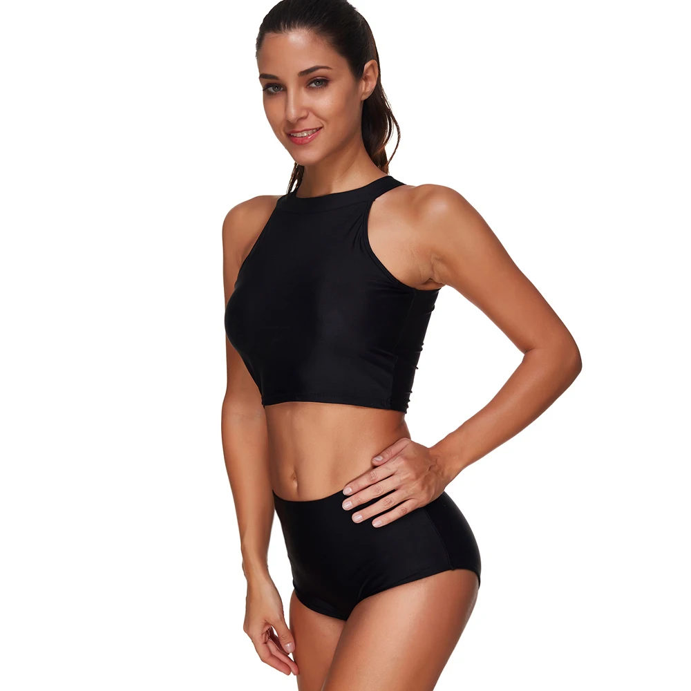 LOFEVER Винтаж XXL Танкини Установить Черный Tankinis Купальники Женщины Спорт Жилет
