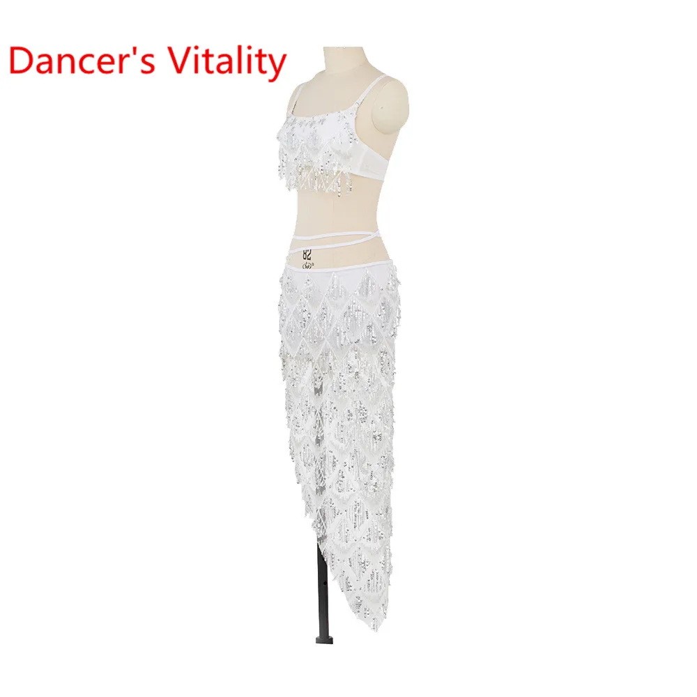 Женская одежда для танца живота Bling Sequins Танцевальный костюм Бюстгальтер + бедро