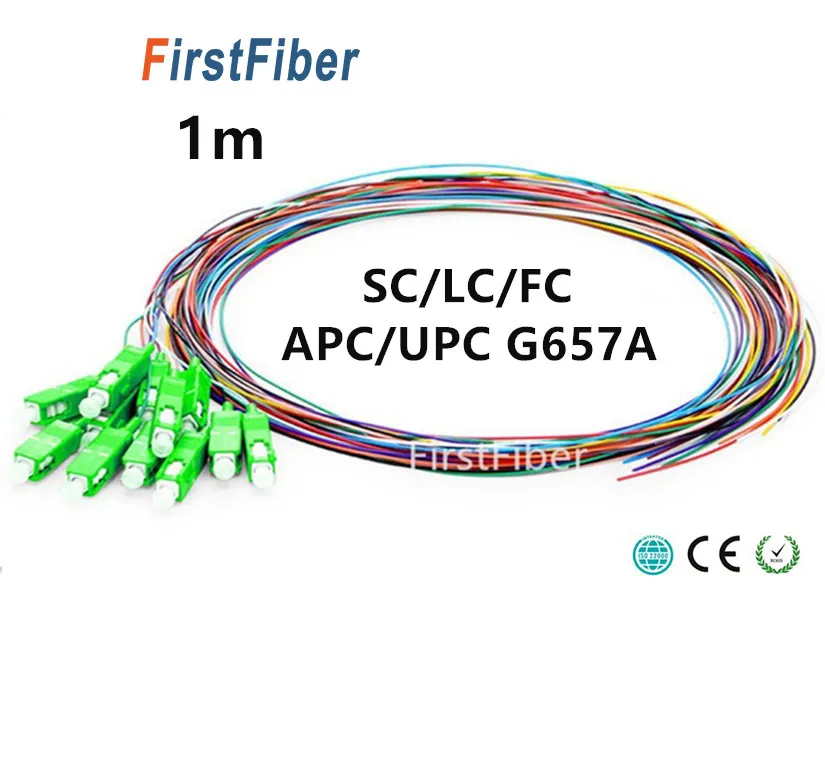 1m Fiber Pigtail 12 Colors SC/LC/FC/APC/UPC fiber cable G657A Core Fibers Simplex 9/125 Single Mode 0.9mm | Мобильные телефоны и