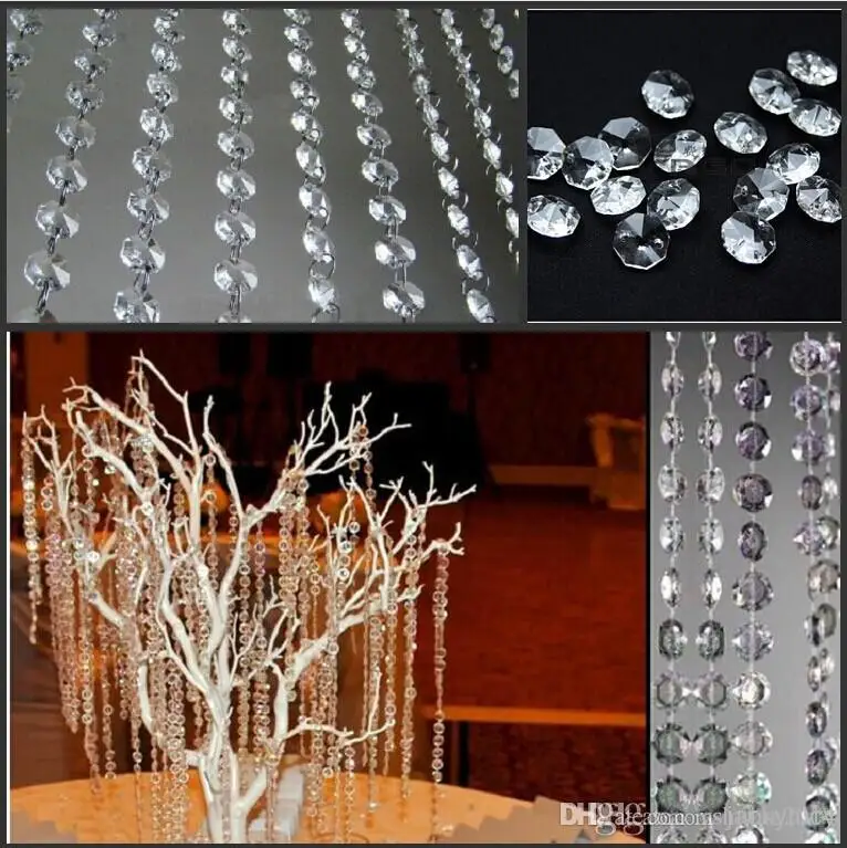Decoration Clear Acrylic Crystal Octagonal Bead Curtain Garland Strands DIY Craft Christmas Tree Hanging Ornament 2015 Arr | Дом и сад
