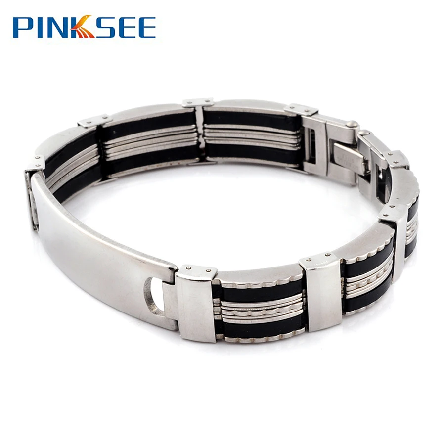 

Top Quality Men Bracelet Stainless Steel Silicone Bangles Bracelets Punk Jewelry Accessories For Best Friends Gift 2021