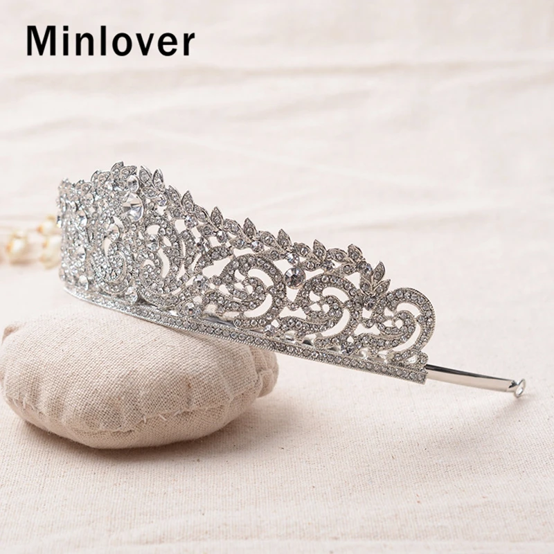 Женские свадебные диадемы Minlover серебристая Корона со стразами головная повязка