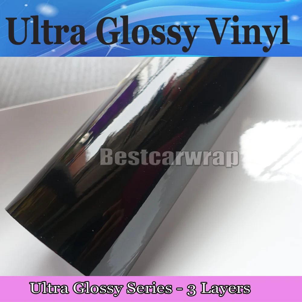 Ультраглянцевая Черная Виниловая пленка с 3 слоями синяя блестящая для