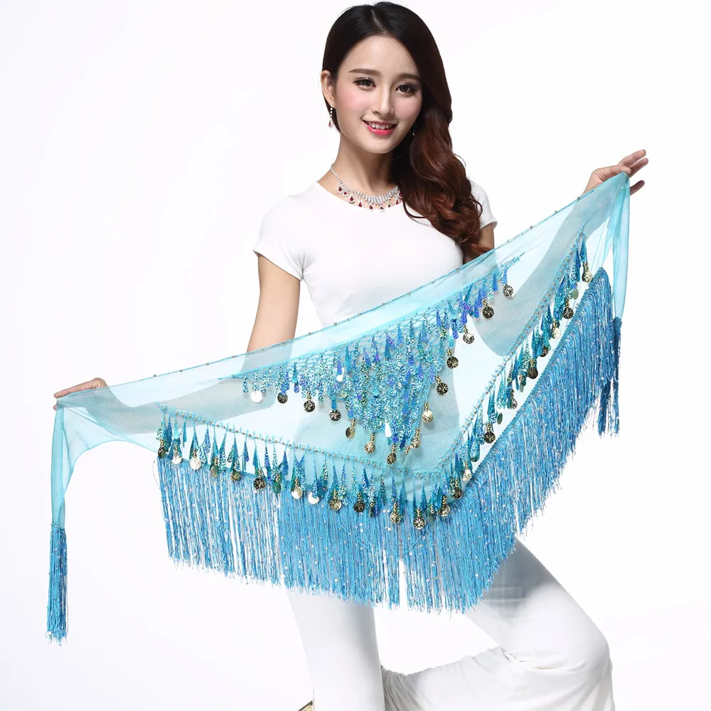 Новый пояс для танца живота Индийский Золотая монета кисточка блесток Bellydancing хип