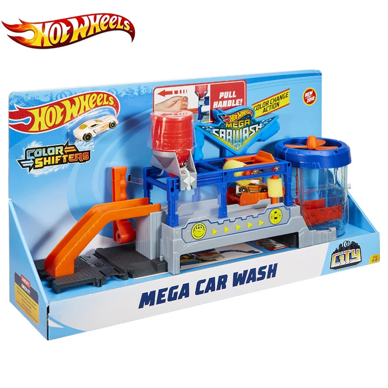 Hot Wheels машинка трек город Мега Автомобильная моечная станция с литья под давлением Цвет Сменные автомобильные Развивающие игрушки для детей подарок FTB66