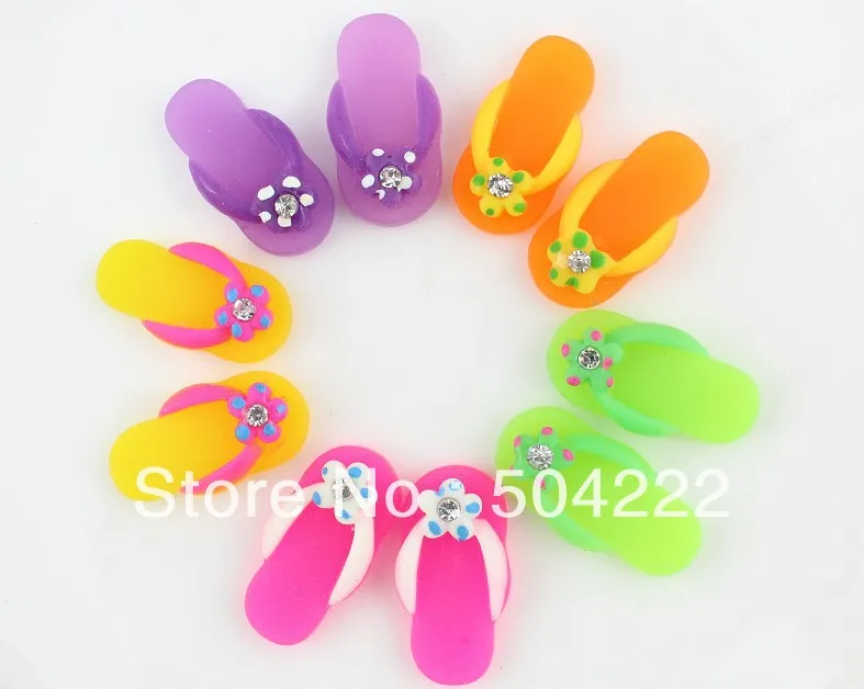 

250pcs lovely Mixed slippers w/ rhinestone Cabochons (24mm) Cell phone decor, hair pin, rings DIY kitsch slipper