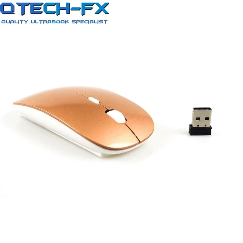 Ультратонкая Беспроводная usb-мышь 2,4G 6 цветов - Цвет: Золотой
