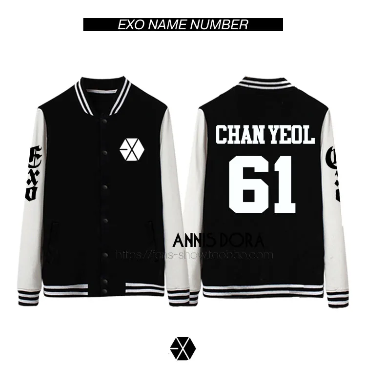 KPOP EXO LUHAN TAO KAI KRIS BAEKHYUN CHANYEOL CHEN SOHU SEHUN XIUMIN LAY DO name same style Thick Baseball Jacket | Мужская одежда