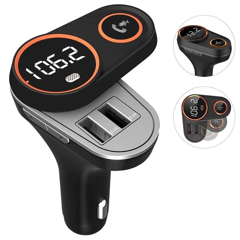 FM передатчик Bluetooth автомобильный адаптер Вращающийся беспроводной MP3 плеер радио