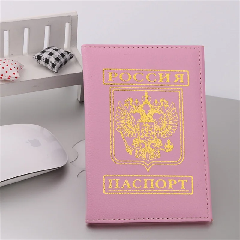 Pink Горячая Распродажа чехол держатель для паспорта для России Обложка для паспорта ID карта для документов Россия Держатель для паспорта чехол для авиа билета 10 цветов - Цвет: Pink