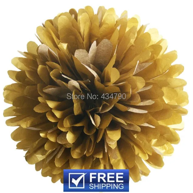 

20pcs 14"(35cm) Metallic Gold Paper Flower Balls Wedding Christmas-Anniversary Nursery Party Tissue Pom Poms-Choose Your Colors