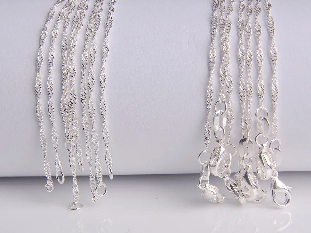 Оптовая продажа 5 шт Серебряная цветная цепочка 1,6 мм волнистая цепочка Ожерелье для женщин ювелирные изделия витая Цепочка 28 дюймов Бесплатная доставка Оптовая продажа 5 шт Серебряная цветная цепочка 1,6 мм волнистая цепочка Ожерелье для женщин ювелирные изделия витая Цепочка 28 дюймов Бесплатная доставка