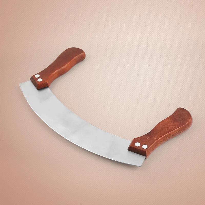 

Stainless Steel Pizza Rocker Cutter Knife Cooking Kitchen Serving Slicer Tool with Double Wood Handles Cutting Tools Accessories