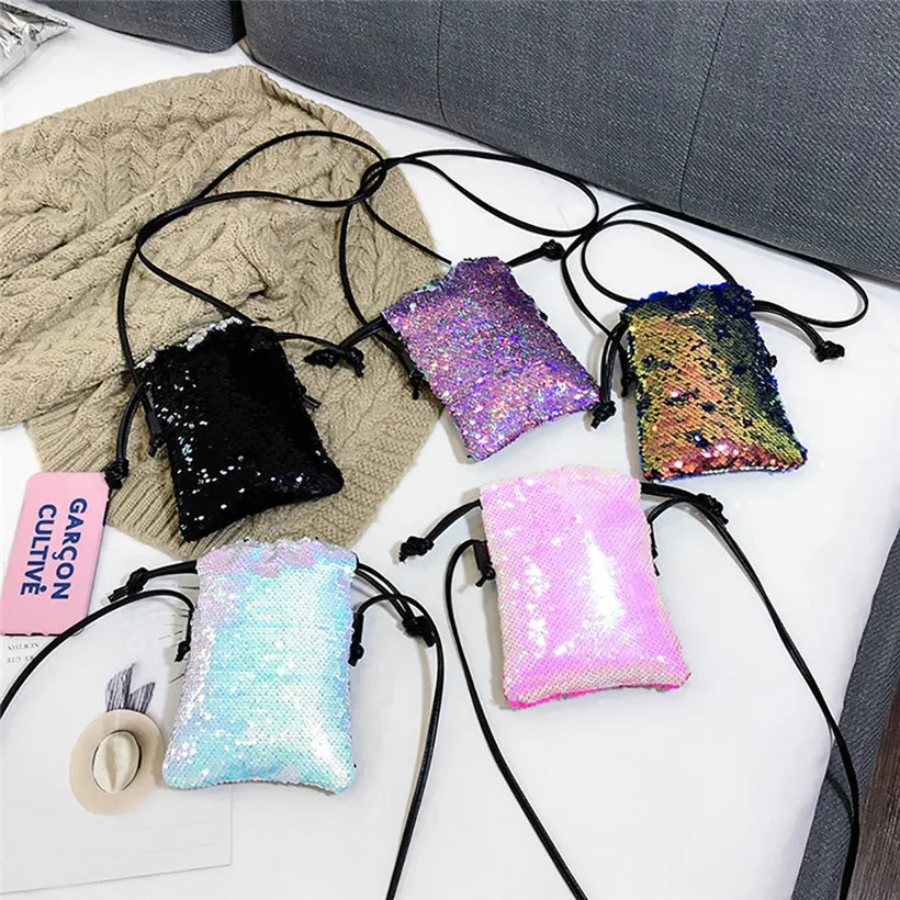 Женский кошелек для монет Sequines Карманный Кошелек девочек квадратный Органайзер