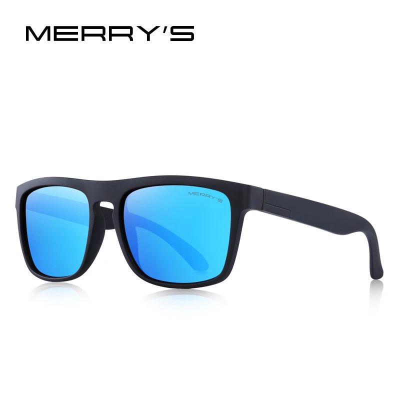 C02 Blue Мужские поляризованные солнцезащитные очки от MERRYS, мужские солнцезащитные очки в винтажном стиле, летние зеркальные очки Spuare UV400 Oculos S3001 - Цвет линз: C02 Blue