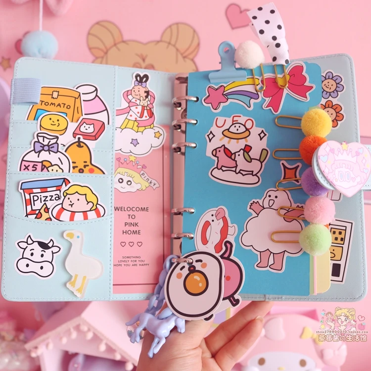 Милый Kawaii A6 записная книжка Макарон кожа Сделай Сам свободный листовой Журнал