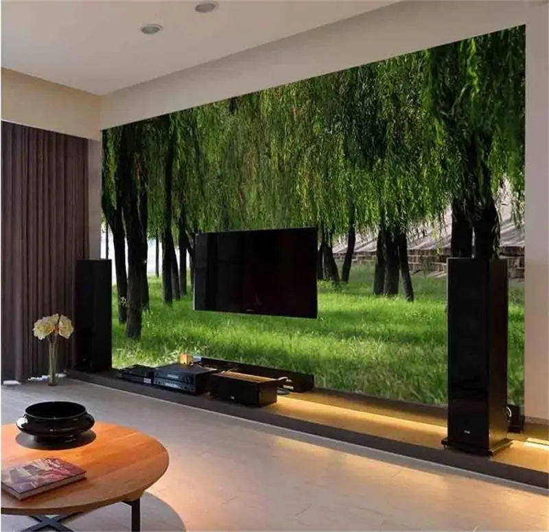 

Пользовательские росписи 3D фото обои Гостиная диван фон обои ива лес и луга 3d картина обои домашний декор