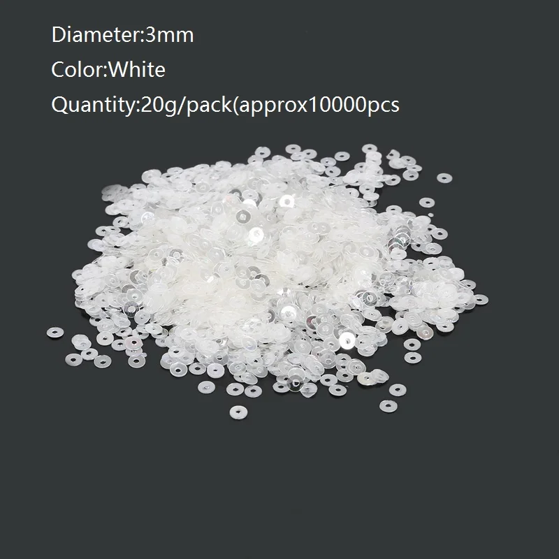 3mm white 1500 шт.-10000 шт. 3/4/5/6 мм плоские круглые ПВХ свободный женский пиджак с блестками и рукоделие шитья ПВХ пайетками Фурнитура для бижутерии DIY - Цвет: 3mm white