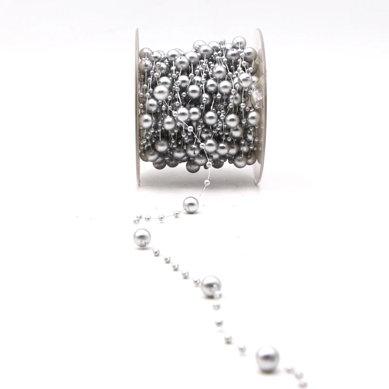 Silver-710 5 м/15 м леска искусственная цепочка с жемчужными бусинами гирлянда цветы Свадебная вечеринка украшения невесты головные Уборы много цветов - Цвет: Silver-710