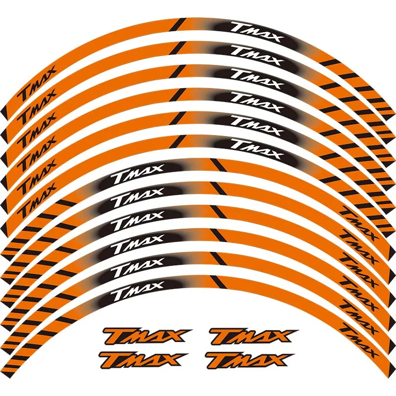 orange Подходит для YAMAHA TMAX TMAX500 TMAX530 500 530 15 ''12 X Bordo Spesso Esterno Rim sticker Banda Wheel sticker s - Цвет: orange