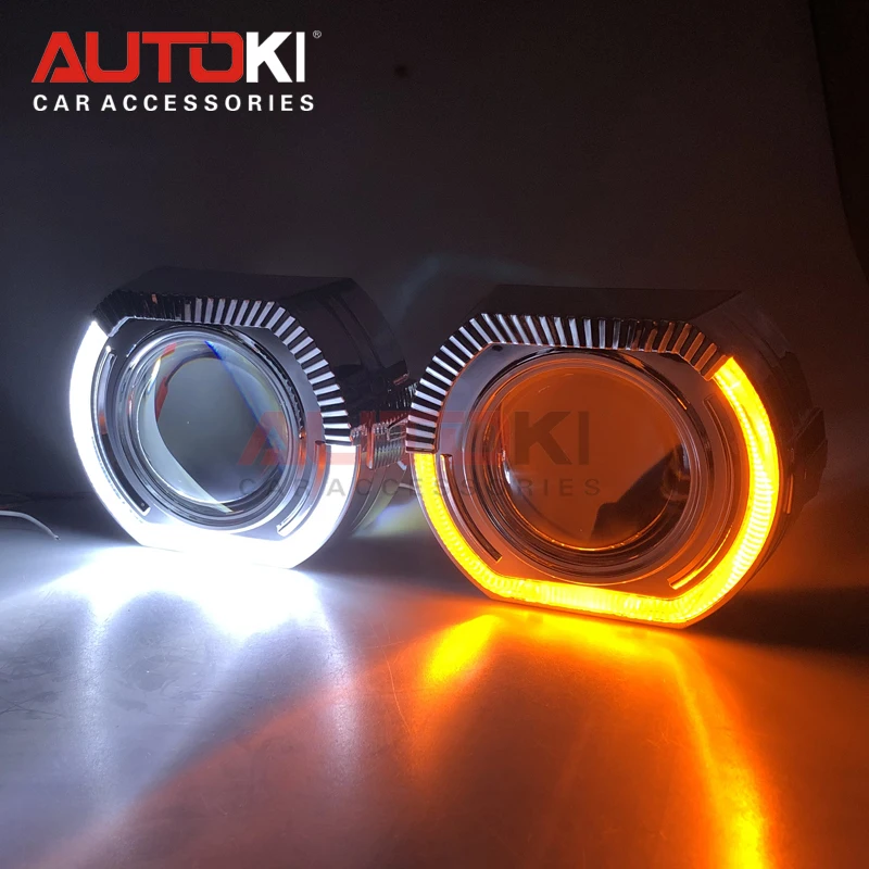 AUTOKI Новинка X5 R 2 0 спортивные светодиодные Биксеноновые линзы проектора Angel Eyes HID H4