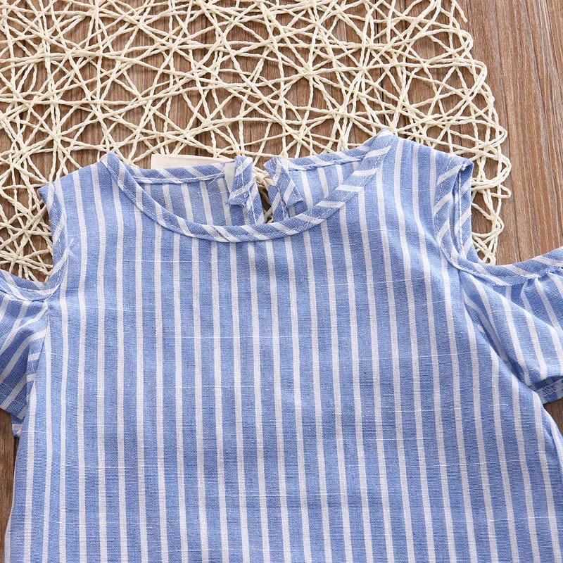 2017 Newborn Toddler Baby Girls Lovely Casual Bow Striped Blue Knee-Length Princess Dress Outfit Summer Party Clothes 2-7Y | Детская