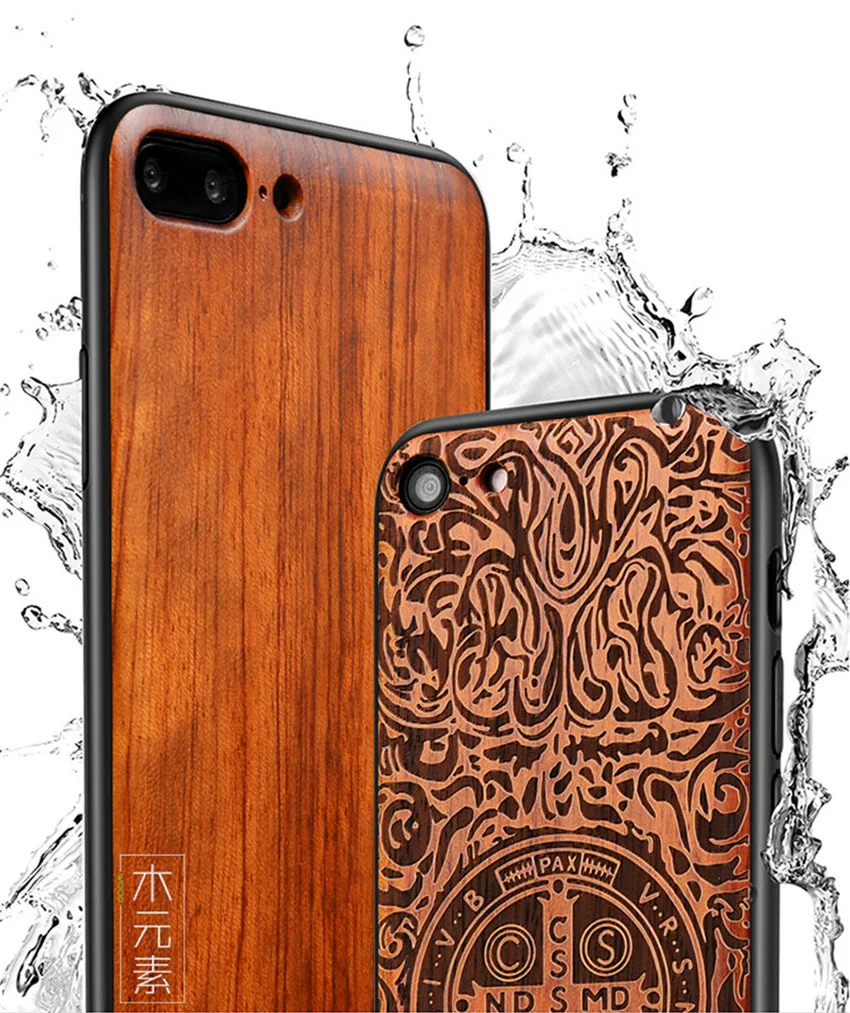 Новинка, чехол для iPhone 8, iPhone 8 Plus, тонкая деревянная задняя крышка, TPU, чехол-бампер для iPhone 7, чехол для телефона s 7 Plus