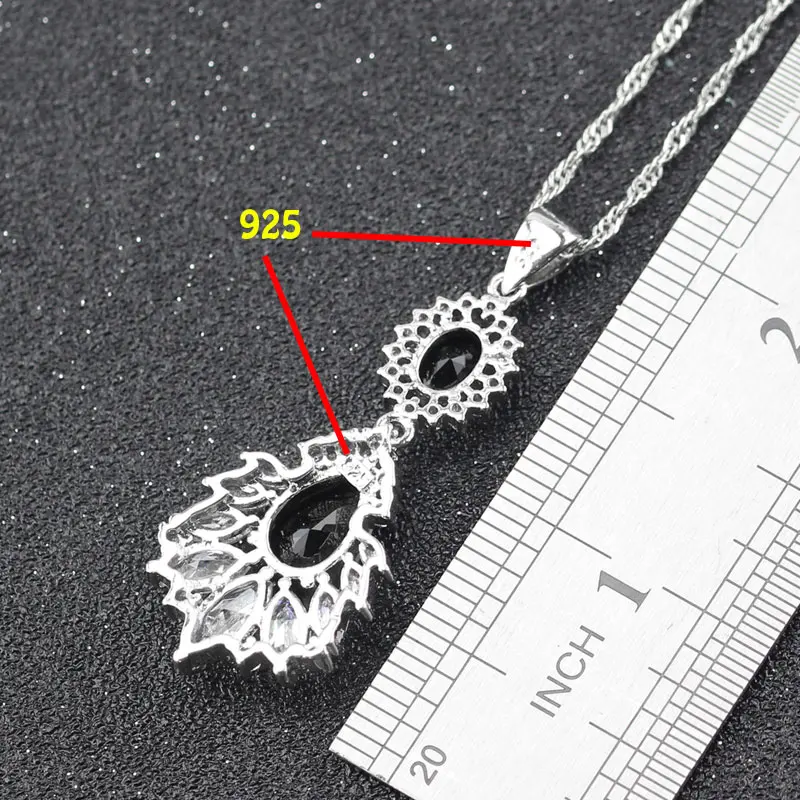 Для женщин Свадебные украшения набор для 925 Серебряный Цвет штамп черный