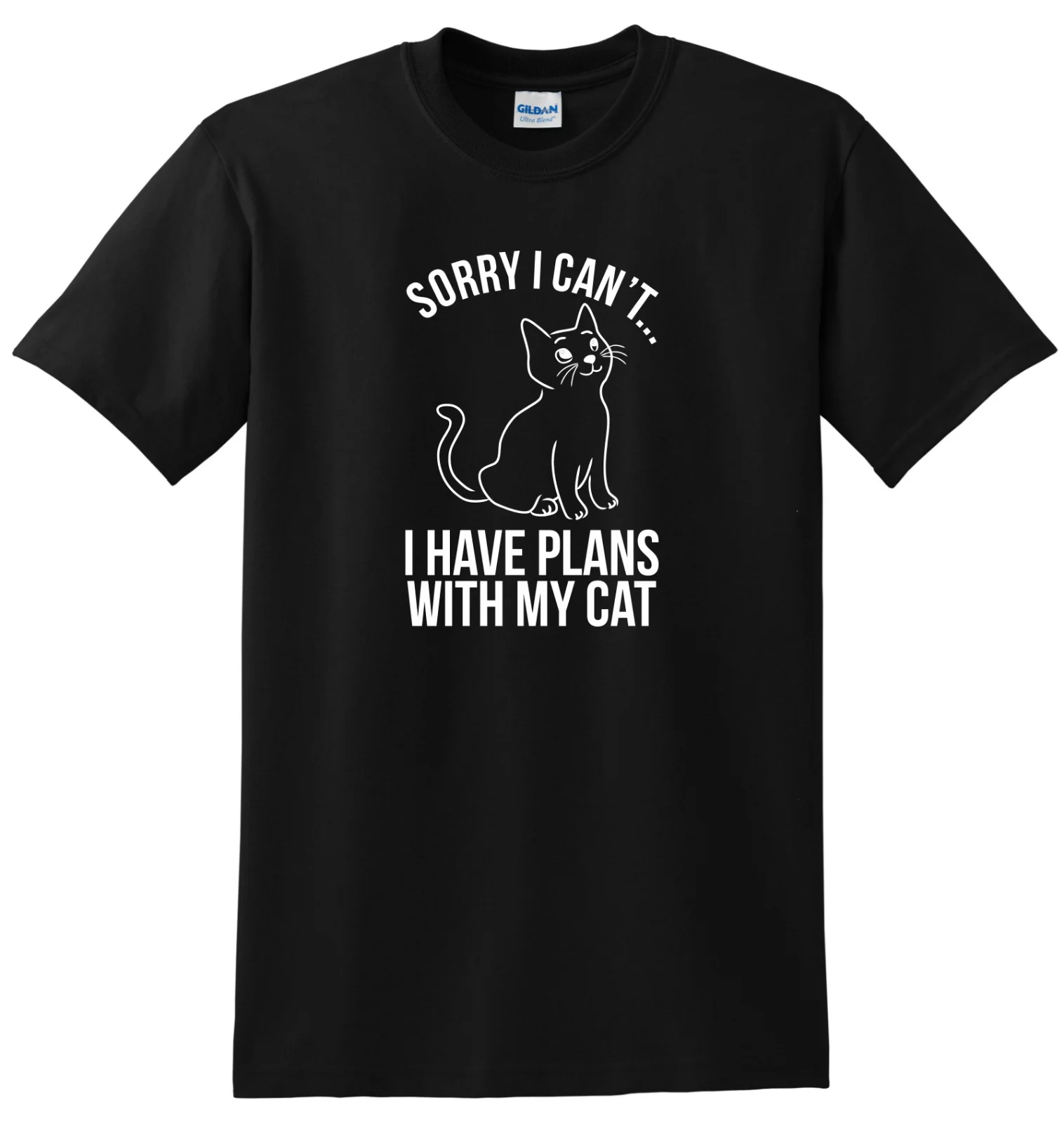 К сожалению, я не могу есть планы с My Cat футболка унисекс-ShirtStreetwear Забавный принт Костюмы хип-Tope Ман футболка Футболки Мода