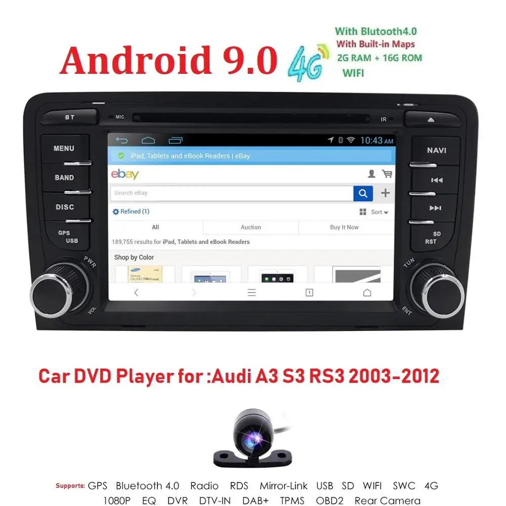 Android 9 0 4G Autoaudio Fit Audi A3 S3 RS3 2003 2012 в автомобиле стерео головное устройство CD DVD плеер