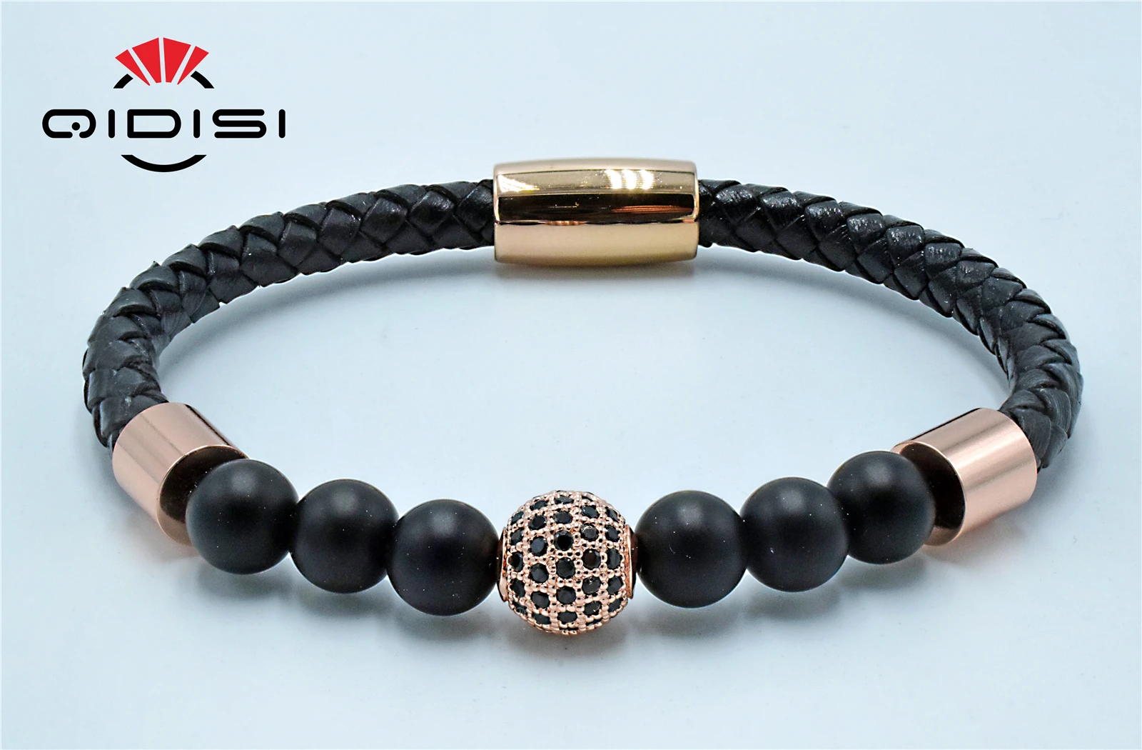 Men Women 8mm Energy Stone Beads Yoga Bracelet Stainless Steel Leather CZ Cubic Zirconia | Украшения и аксессуары
