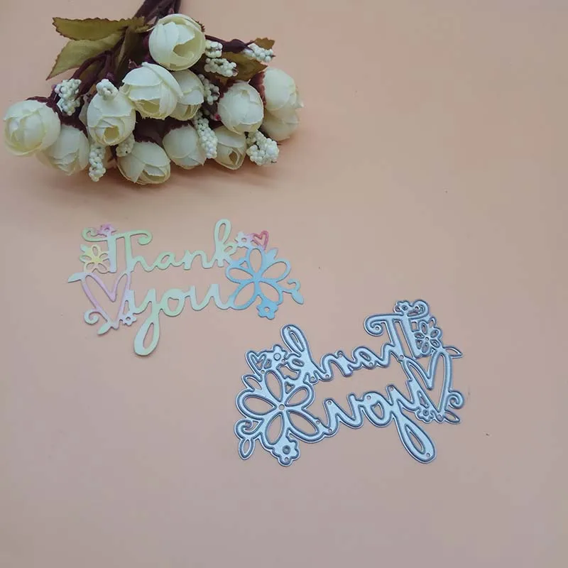 

Flower Leaf Thank you Words Letter Sentiment with Flower 2018 New Cutting Dies Scrapbooking Dies Metal Embossing Stamps and die