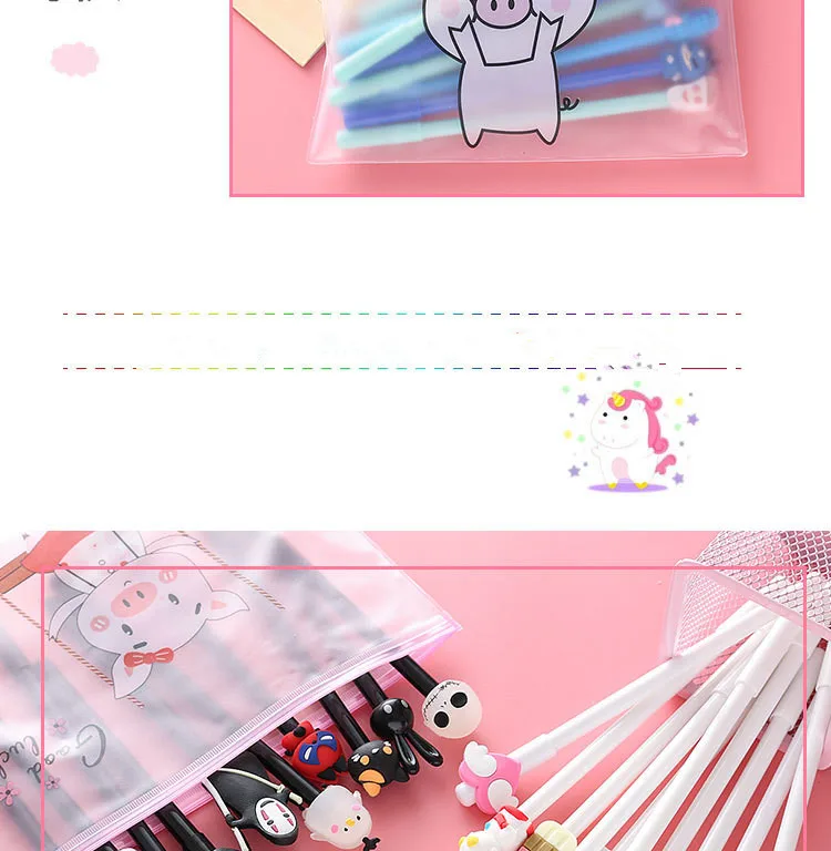 Канцелярский набор 10 шт./лот Kawaii Girl Милая мультипликационная гелевая ручка нейтральные ручки для детей школьные принадлежности канцелярские принадлежности с сумкой