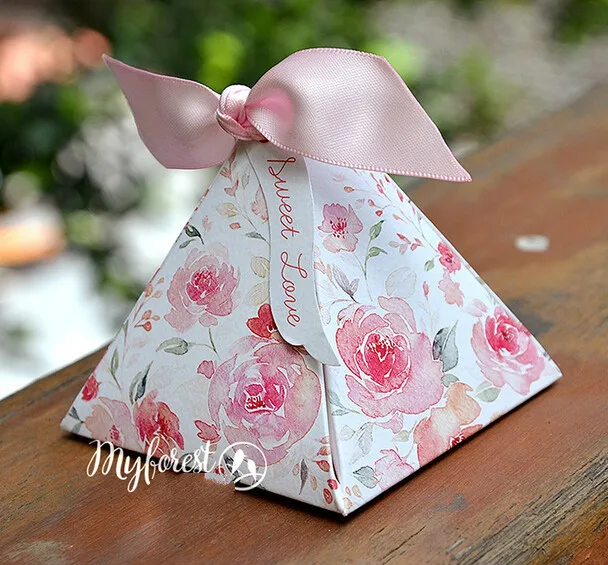 50 шт. коробка для конфет с розовыми акварелями Свадебная красивыми двусторонними