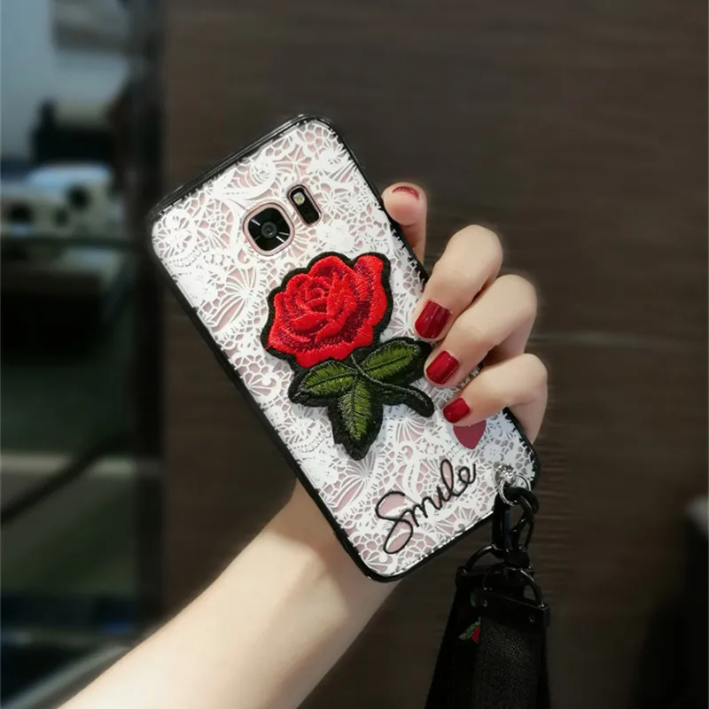 Чехол для телефона Samsung S10E S9 S8 Plus S7 S6 edge Note 3 4 5 8 9 Рельефный цветочный кружевной