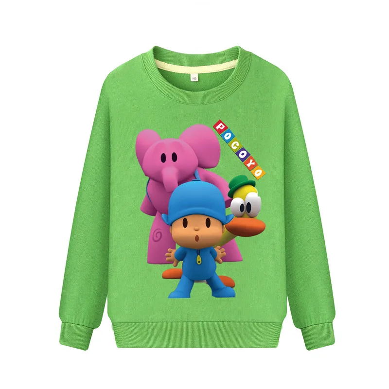 Pocoyo/Детские толстовки с капюшоном; коллекция года; повседневные толстовки с длинными рукавами; Одежда для мальчиков; хлопковый пуловер с капюшоном для девочек; Детский костюм; DZ066