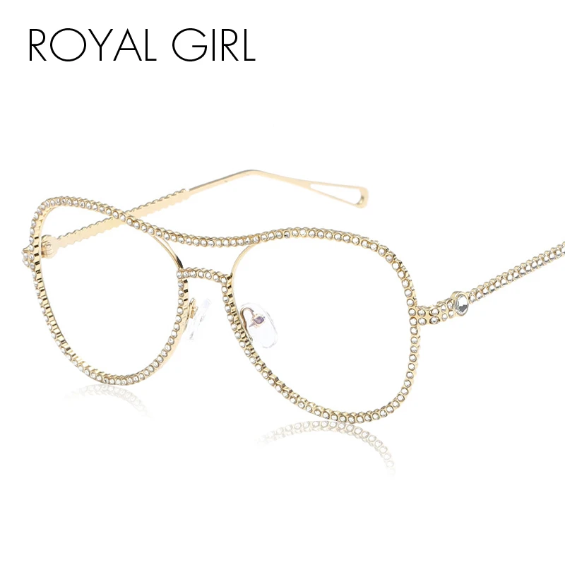 Женские очки с двойными лучами ROYAL GIRL большие стразы золотистые оптические SS046|frame