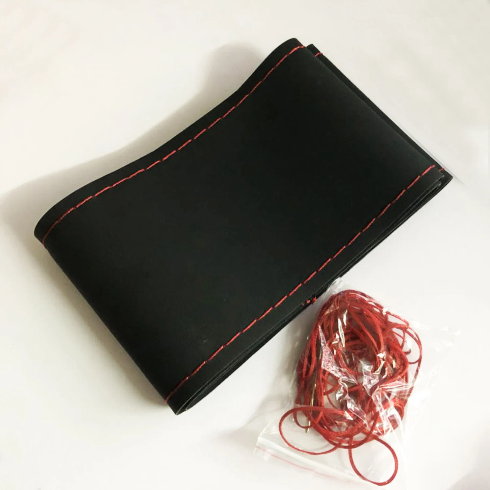 Black with Red Line Jingyuqin диаметр 38 см DIY чехлы на руль мягкая кожаная оплетка на руль автомобиля с иглой+ резьбой - Название цвета: Black with Red Line
