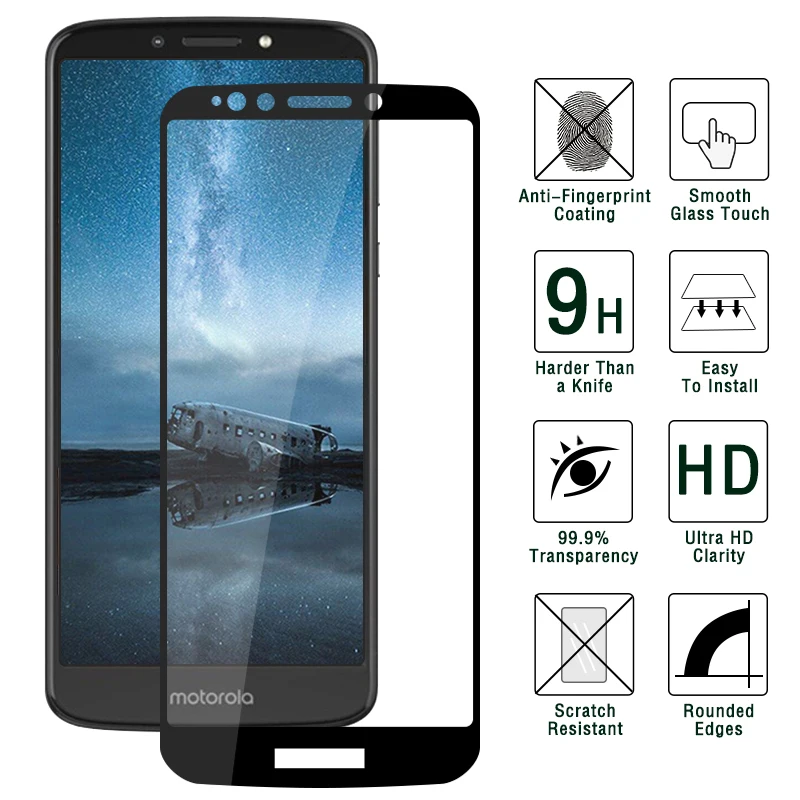 Полное стекло для Motorola E5 закаленное полное покрытие Plus защита экрана Передняя