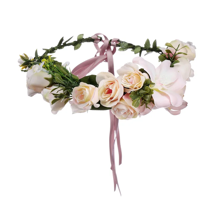 10D Diadem AWAYTR Цветочная Свадебная Корона Свадебный веночек с цветами головная повязка в богемном стиле женские аксессуары для волос Цветочная повязка на голову - Цвет: 10D