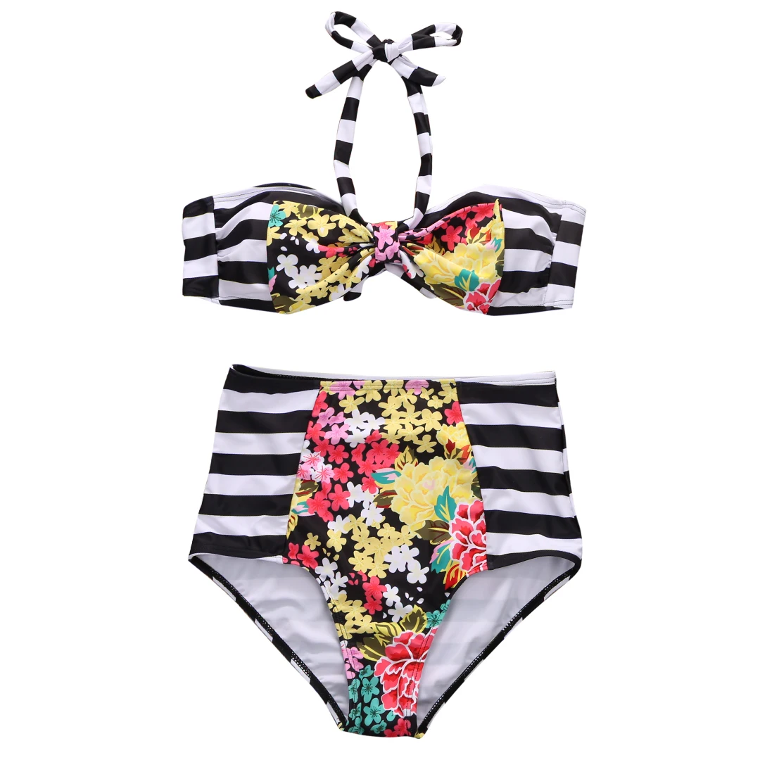 2 шт. женский купальник с цветочным принтом на шнуровке|beachwear bikinis|beachwear womenbeachwear